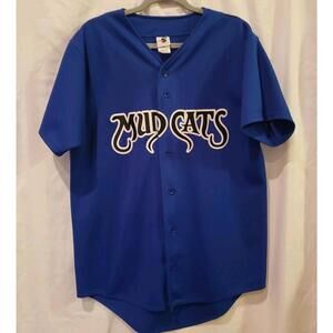 Blue Baseball Style Button Jersey "Mud Cats" #4 High 5 Sportswear Size M